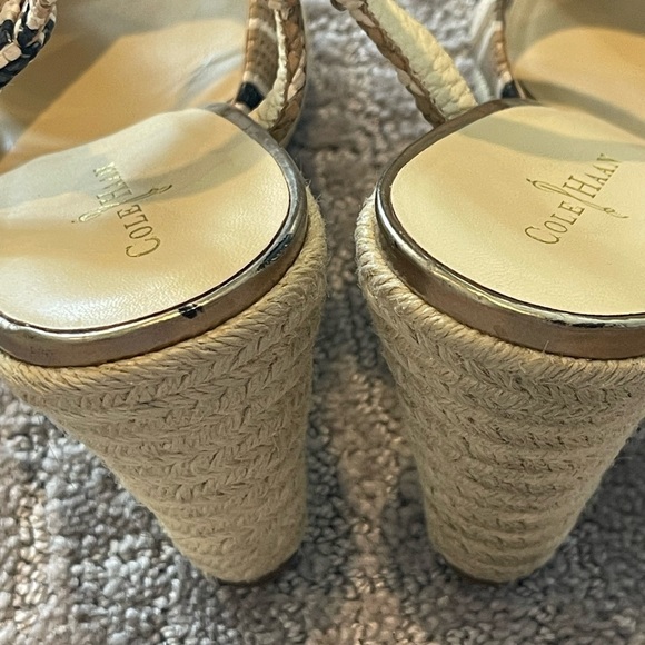 Cole Haan Hart Espadrille Wedge Sandals - Black and Tan, Leather, Size 9B, NWOB - Picture 12 of 13